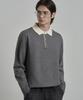 WORK ON BODY OFF Par Semi-Overfit Two-Tone Collar Knit [Gray]