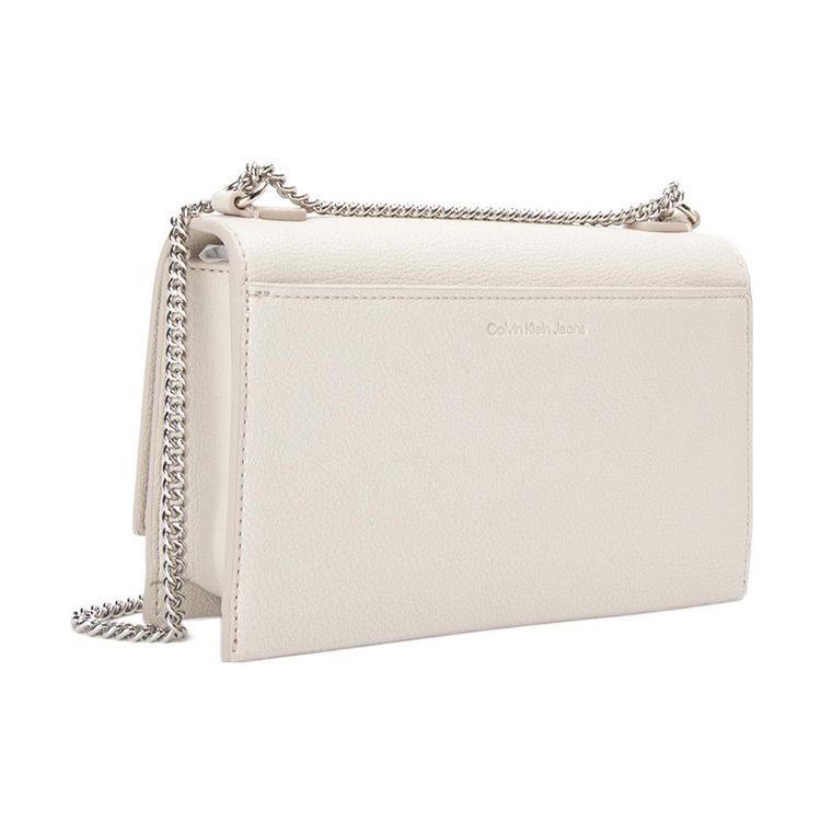 Calvin Klein Minimalist Metal Buckle Chain Flap Litchi Texture Underarm Bag Shoulder Bag Crossbody Bag Women Bags Off-white DH2806-111