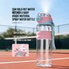 Spray Sports Water Bottle with Straw Direct Drinking Dual-Use Plastic Water Bottles for Outdoor Travel Office Walking