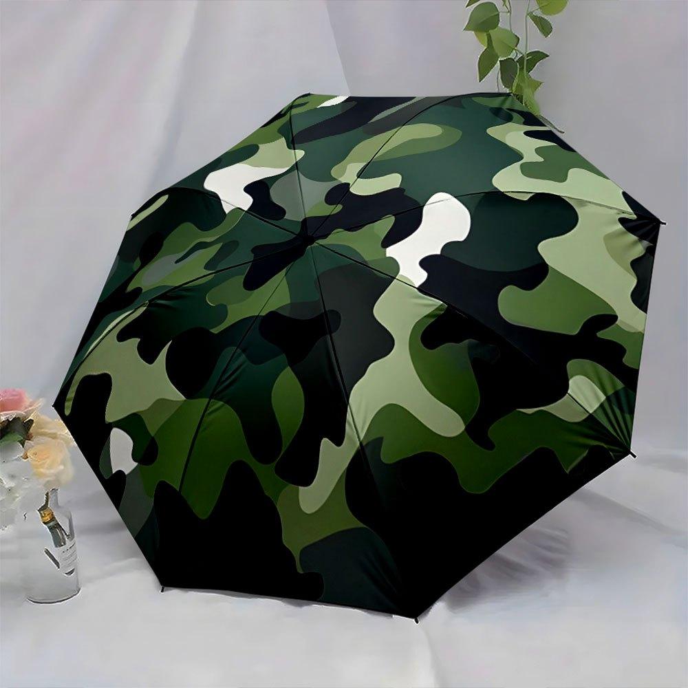 Automatischer Auf-/Zuklappschirm mit Camouflage-Muster - Kompakter Reiseschirm, Winddicht & Leicht, Passt in die Tasche