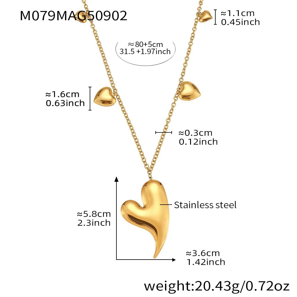 Heart Pendant Long Necklace In Stainless Steel 18k Gold Plated Sweater Chain Multi Charm Necklaces For Women Dainty Jewelry Gift