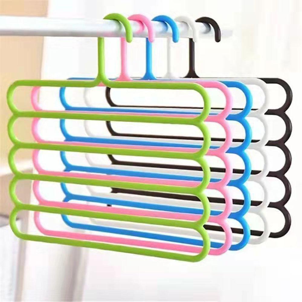 2PCS Pants Hangers Holders For Trousers Towels Clothes Apparel Hangers Five-layer Space Saving Hanger Necktie Tie Towels Scarf Rack