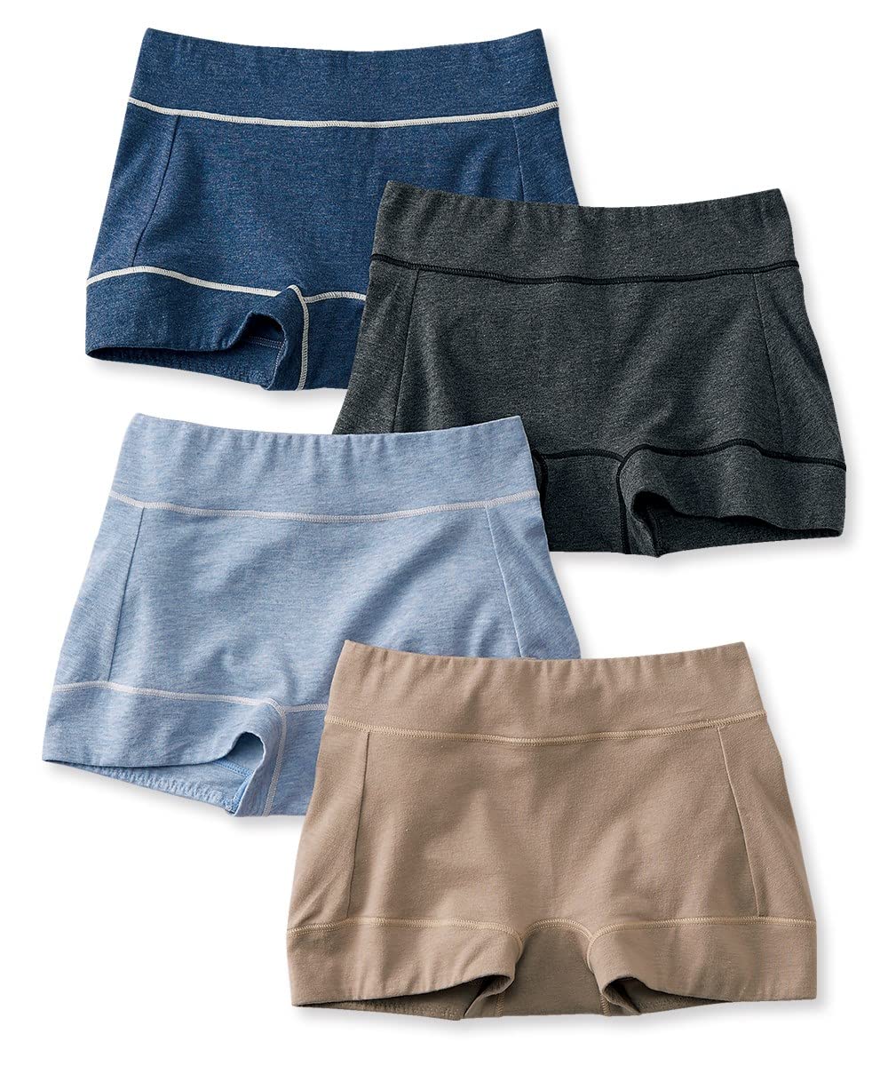 

Box Shorts Deep Cotton TM Comfortable around the Stomach and LL [Nissen] Set, 4-Piece Set, Waist, Blend, Stretch, Tencel, Fiber, Legs, Women s,