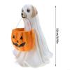 KX4B for Creative Halloween Dog for Cat Statues with Pumpkin Candy Holder Bowl Bucket Sugar Dish Resin Ornament Trick or