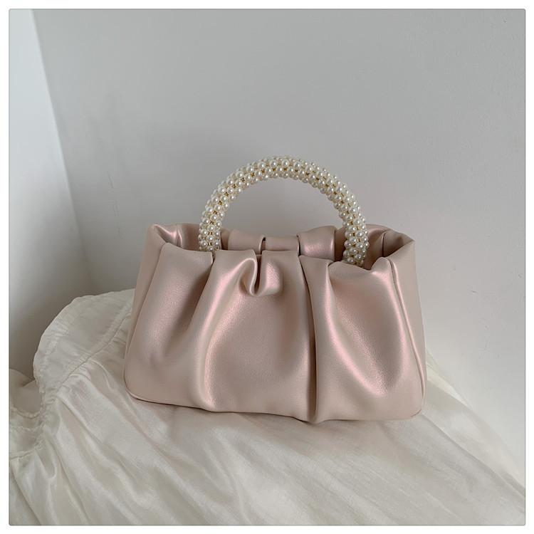 Жемчужно-розовая летняя дизайнерская ручная женская сумка — фото 8