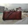 Homens Couro Viagem crossbody Bagagem Vintage Duffel Marrom cabra retro rústico