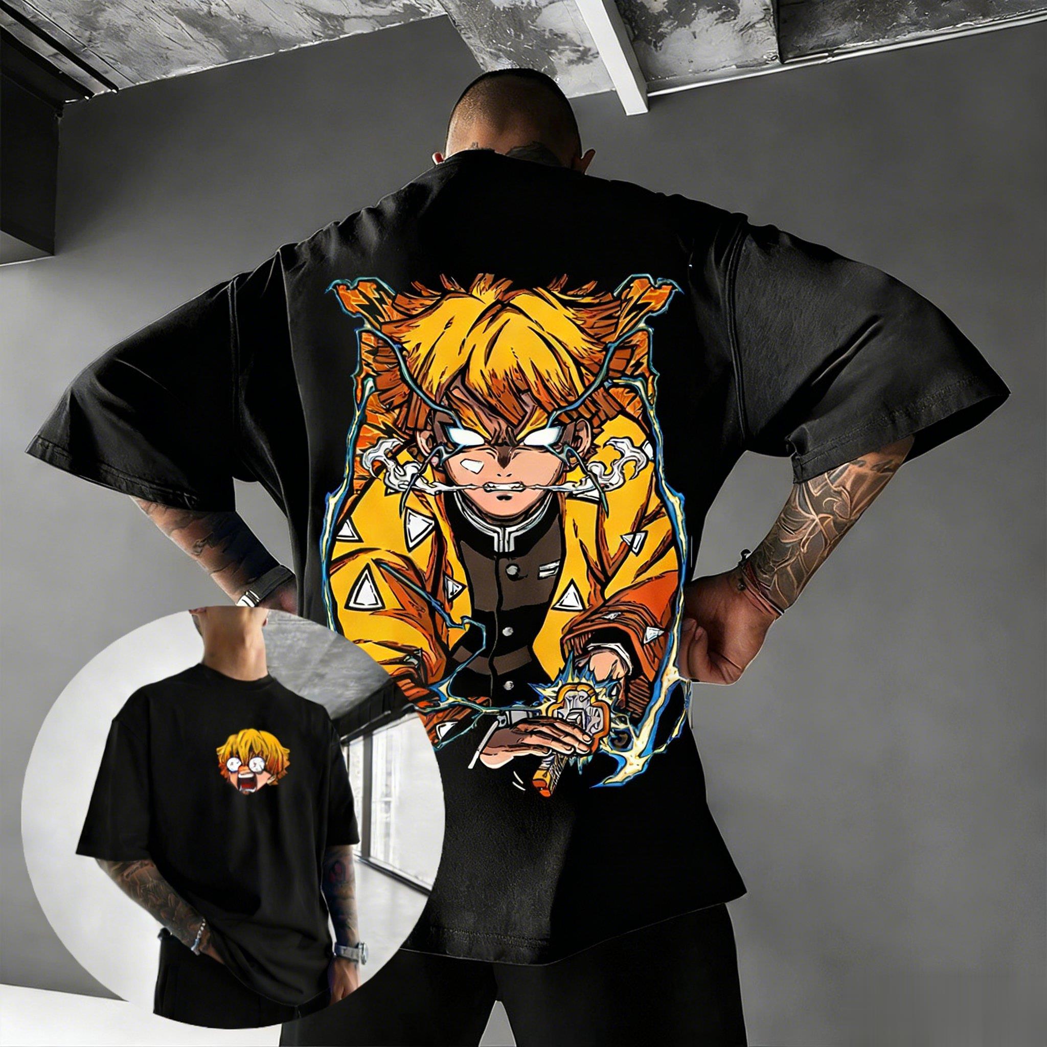 

Oversized Demon Slayer Zenitsu Graphic T Shirt Men Women Short Sleeve Tee Anime Print 2026 Summer Y2k Streetwear Casual Tops 4XL