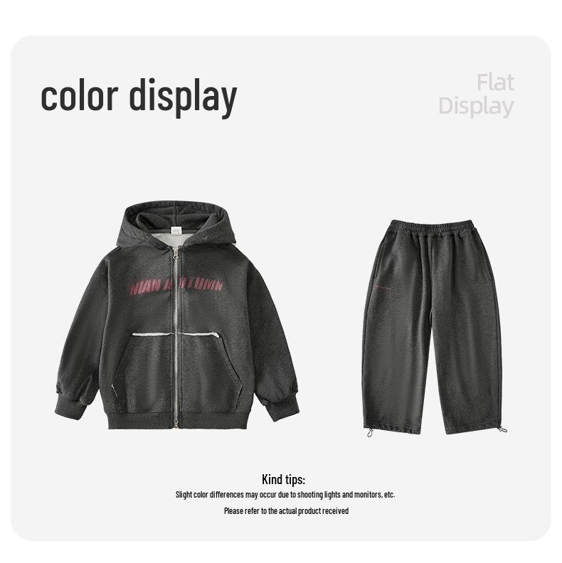 Fairy Tale Memory 2025 Boys' Spring/Autumn Double Zipper Hoodie & Sweatpants Set