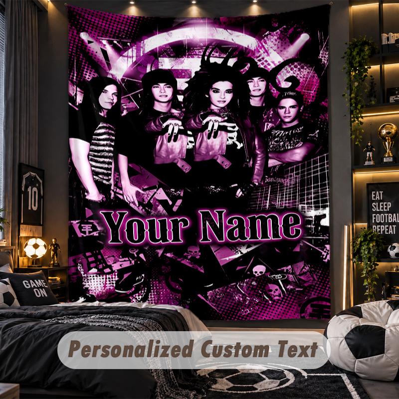 Arazzo da Parete Personalizzato, Nome Stampato Personalizzato Tokio Hotel, Arte da Parete in Tessuto per Sfondo Stanza Interna