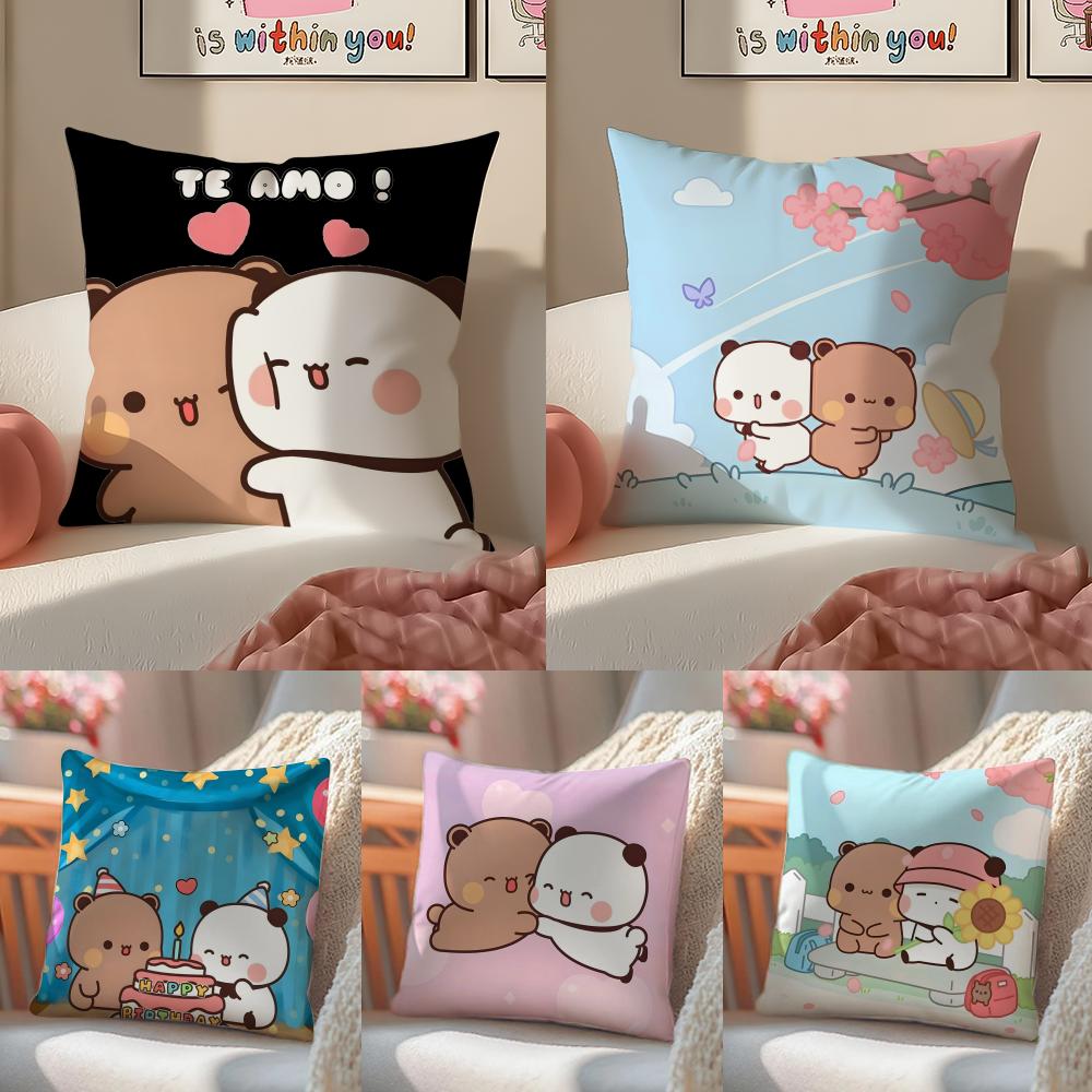 Popular Lovely Cartoon Bubu  Dudu Cute 2 Cushion Cover Silky elegant Comfort Sofa Bed Invisible zipper Beach pillowcase
