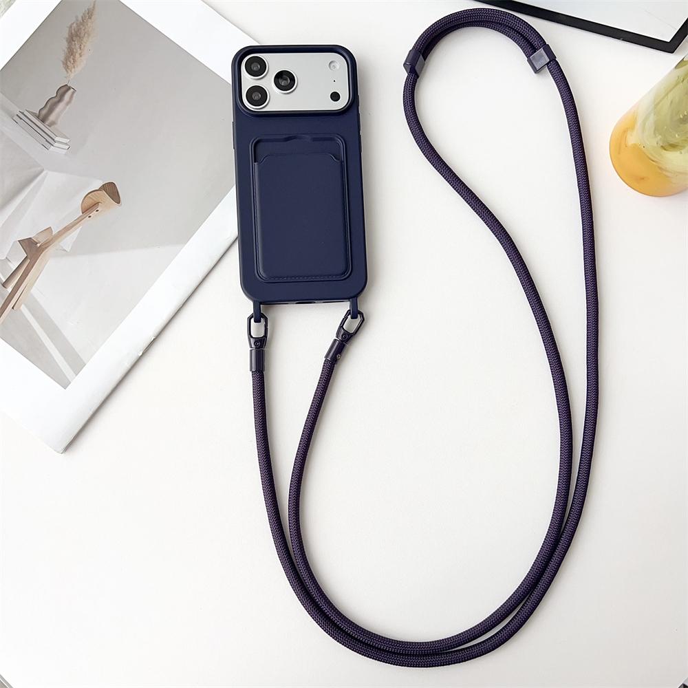 Crossboby Lanyard Rope Phone Case For iPhone 17 Air 16 15 14 Plus 13 12 11 Pro Max Silicone Card Package Fall Prevention Cover