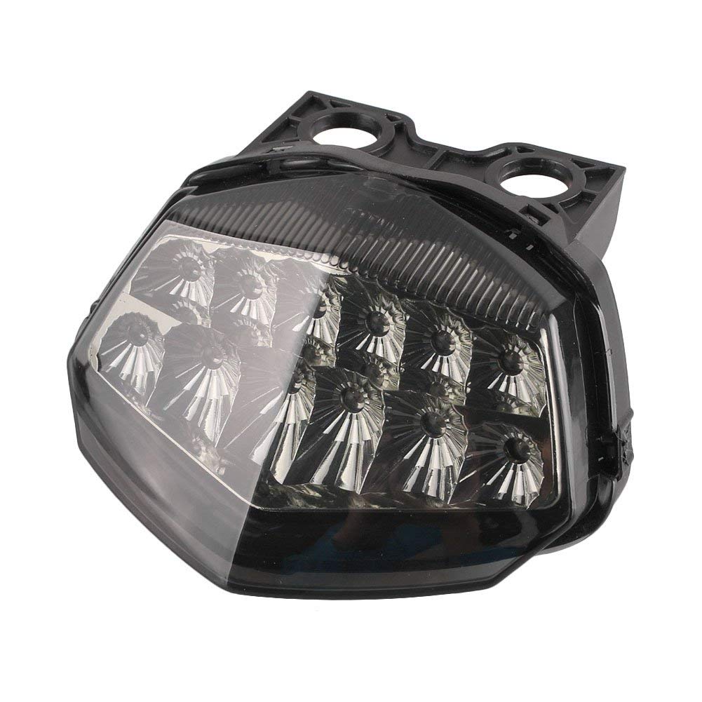 Karun Motorcycle LED Tail Light with Built-in Turn Signal, Black Lens, Compatible with Kawasaki forNinja250R 08-12 Years