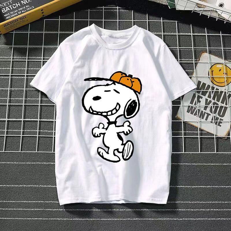 Funny Summer Fashion Snoopy Cartoon Printed Men's and Women's T-Shirts High Quality Cotton Casual Sports Short Sleeves Tops