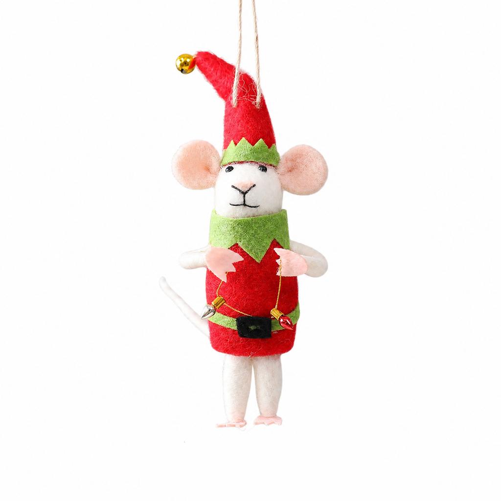 Christmas Wool Ornament Red and Green Hanging Decoration for Tree