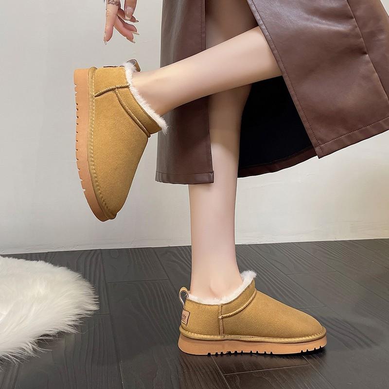 2025 neue Schneestiefel Damen Fellintegrierte Kurzstiefel Nordosten verdicktes Samt Boken Schuhe Baumwollschuhe rutschfest