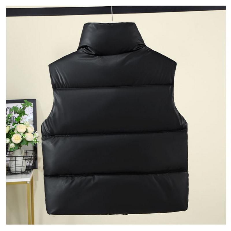 Vestă de iarnă cu puf pentru femei, groasă, cu gât în V, fără mâneci, jachetă puffer, călduroasă, îmbrăcăminte exterioară pentru femei
