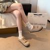 [Yushilai] Bow-tie sweet bag head slippers women's spring 2025 new flat bottom with skirt one pedal