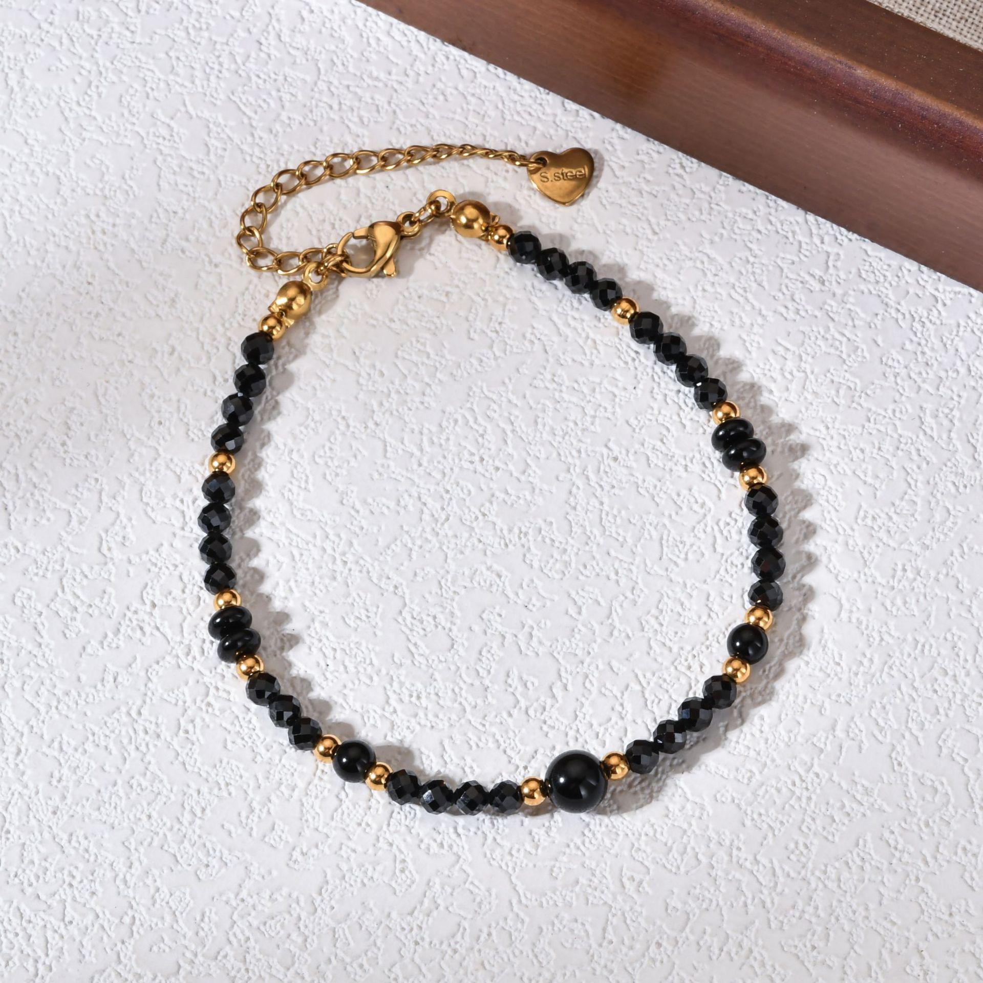 Bohemian Glass Beaded Natural Stone Necklace & Bracelet Set: Luxurious Retro Clavicle Chain