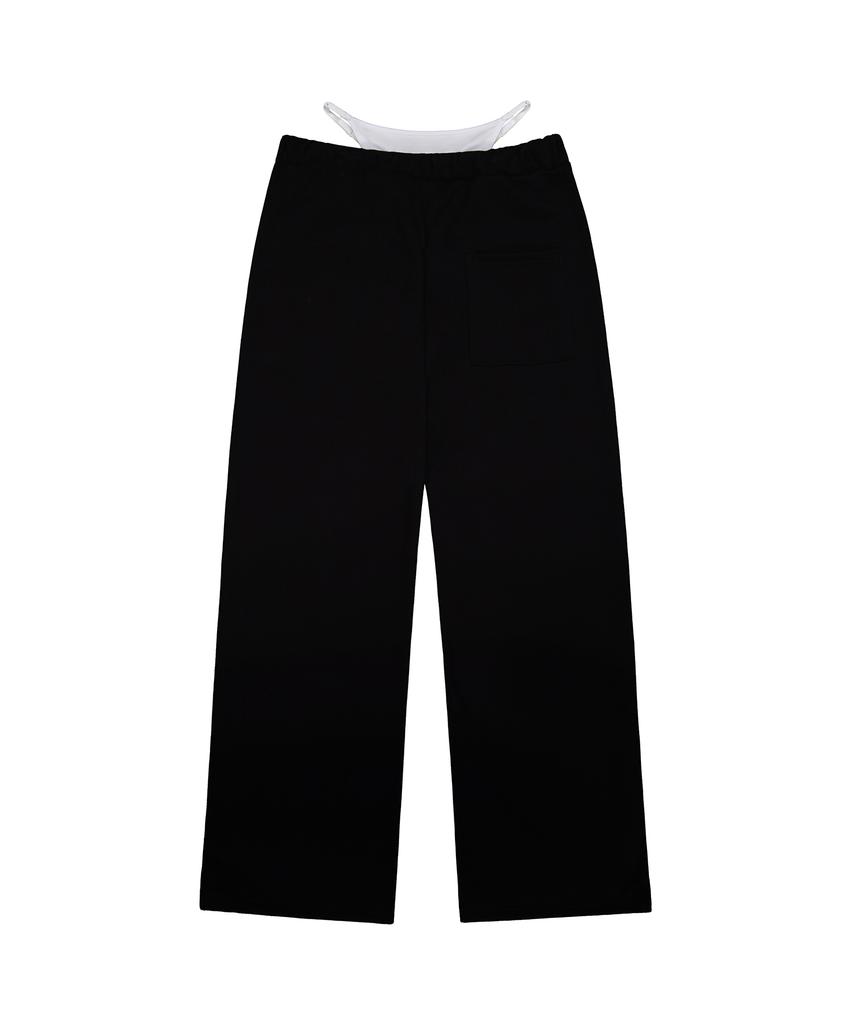 Iwaiial Basic Logo Brief Layerd Sweatpants - Black