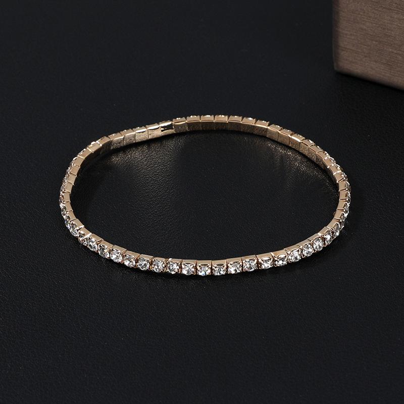 Jewelry Full Diamond Single Row Elastic Bracelet Bridal Versatile Rhinestone Bracelet Claw Chain Diamond Bracelet