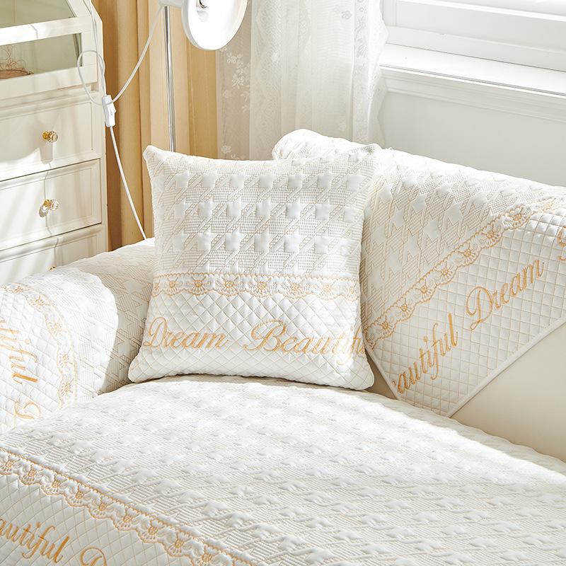 New Stripe Ice Silk Sofa Cushion Embroidered Sofa Cushion Skin Friendly Sofa Cushion Available Four Seasons Ice Silk Couch Cover