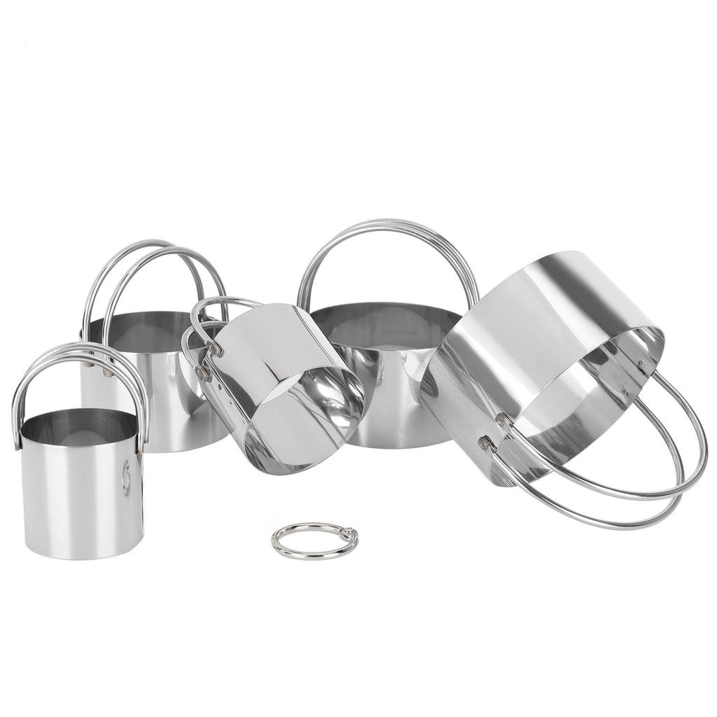 5PCS Set Biscuits Cutter Stainless Steel Round Cookies Cutter with Handle Baking Dough Tools