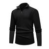 Half Zip Stand Collar Men Solid Color Casual Knitted Pullover Sweater
