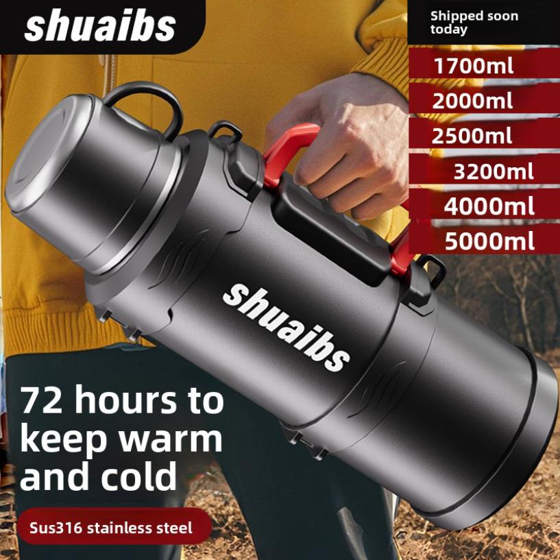 High capacity  thermos kettle stainless steel car outdoor travel hiking thermos cup tea making sports water kettle