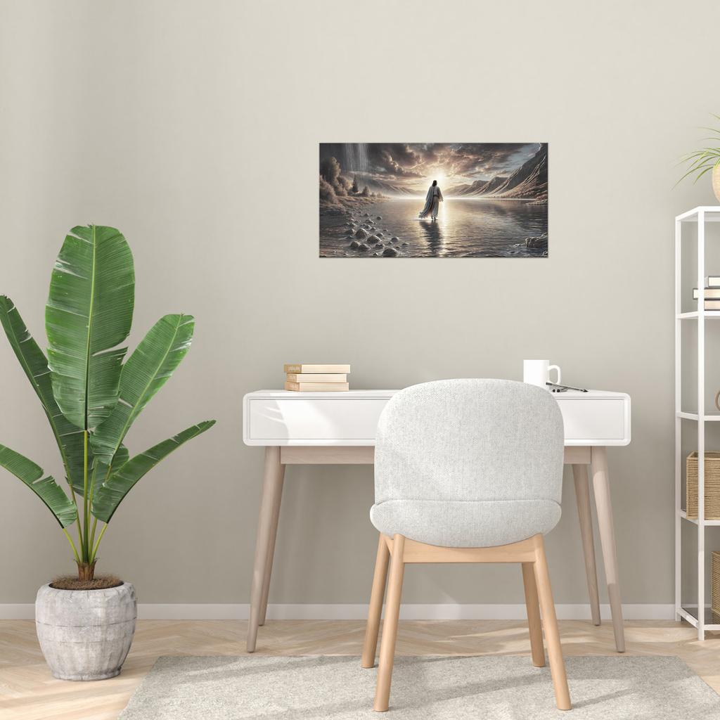 Walking Water Wall Art – UnFramed Canvas Decor For Living Room, Church, Or Space – Picture Of Walks Water, Religious Artwork