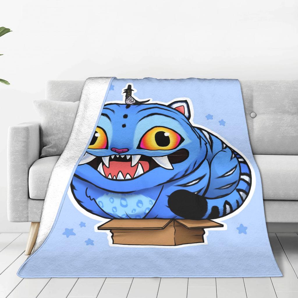 Derpy Tiger Warm Soft Blanket Kpop Demon Hunters Students Plush Throw Blanket Print Couch Chair Flannel Bedspread Sofa Bed Cover