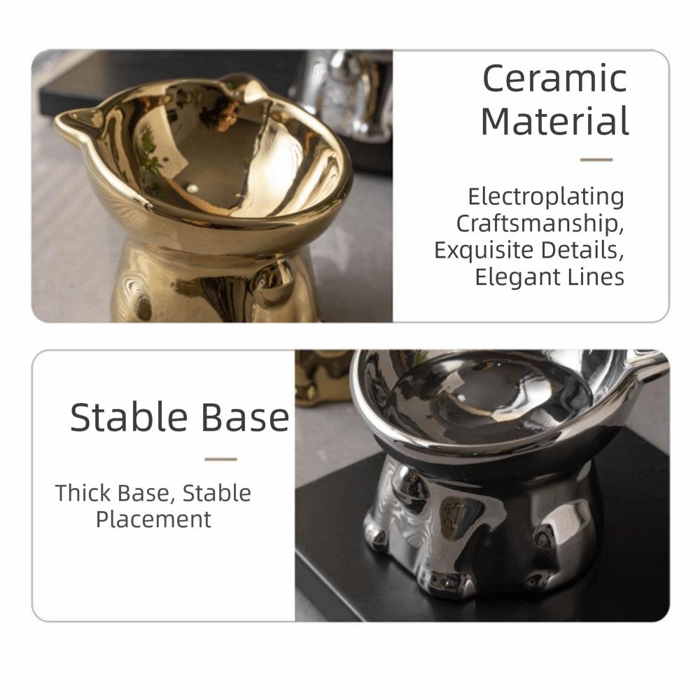 Anti-Spill Ceramic Cat Bowl Cat Shaped Cat Water Bowl Elevated Pet Food Feeder Cat Drinking