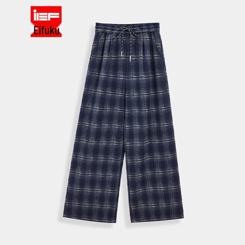 

IEF 2025 Winter Fleece-Lined Vintage Plaid Wide-Leg Pants S
