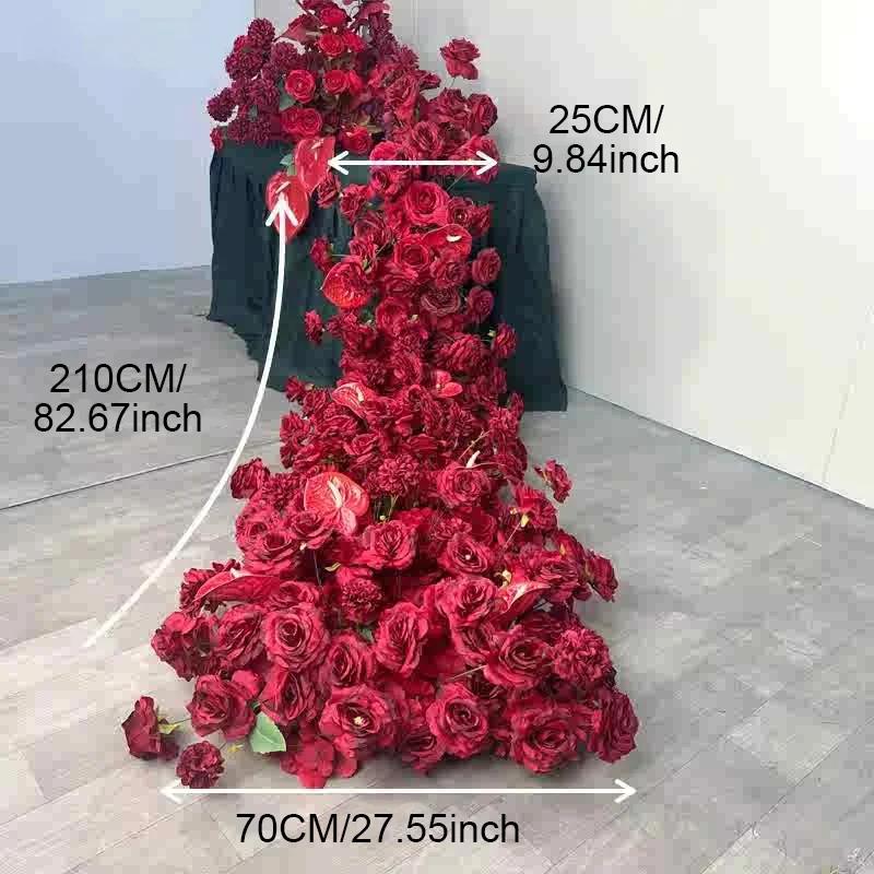 

Ряд искусственных цветов Свадебный фон Украшение Цветочные дорожки Реквизит для дивана Центральный элемент стола Оформление витрины Домашний декор красный