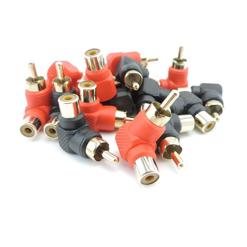 90 Degree RCA Connector Male To Female M/F Right Angle RCA Female To Male Plug Copper Adapter L Type Elbow for Cctv Camera Audio
