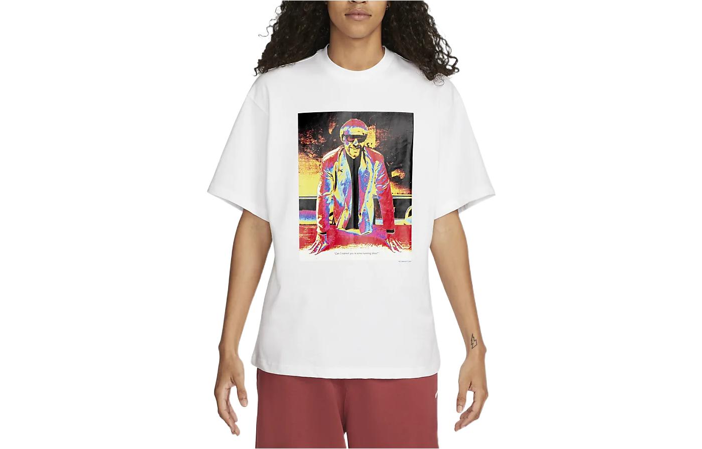 Nike T Shirts Unisex White Crew Neck Moderate Straight Fit DX5827-100 XL