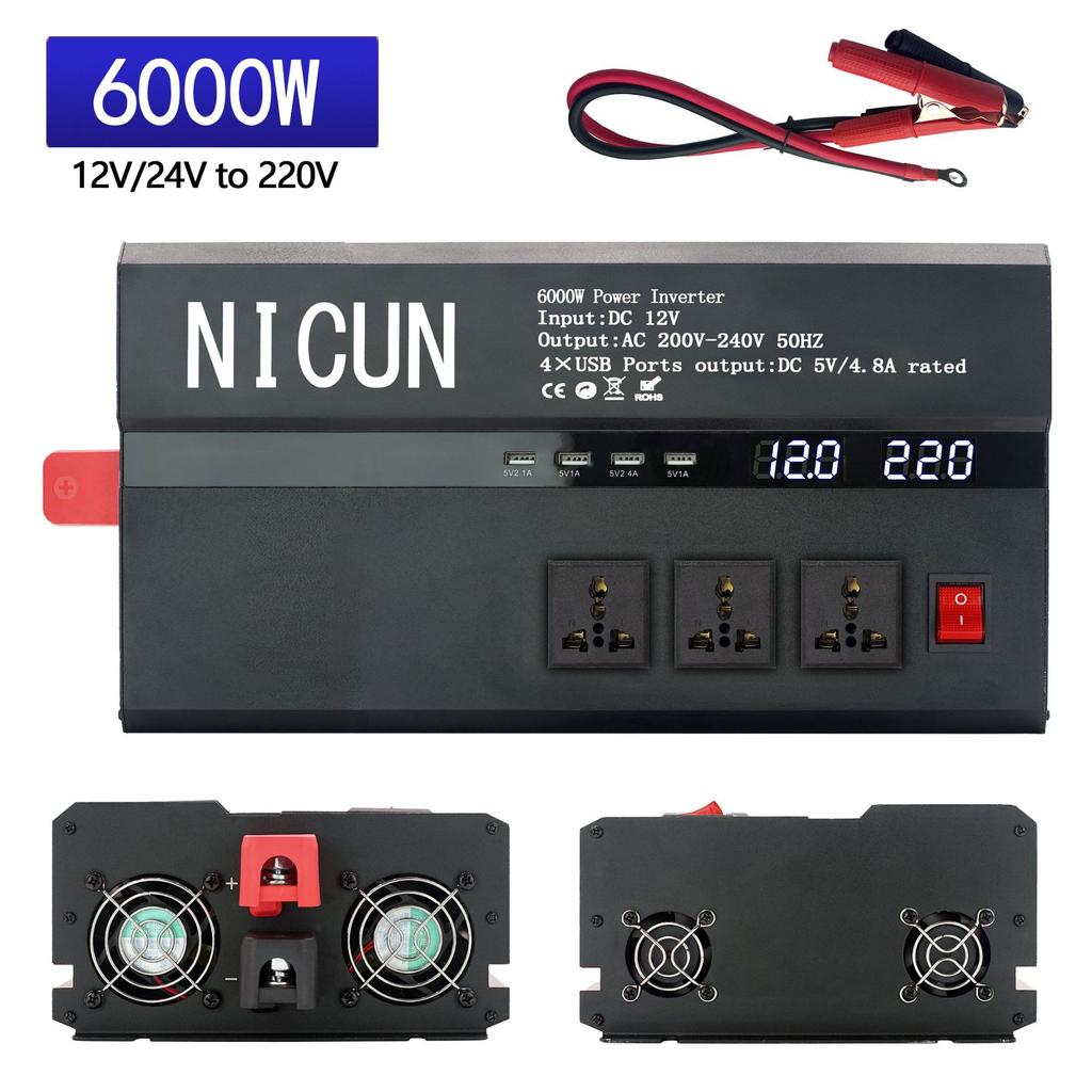 Car 3000W4000W5000W Solar Inverter 12V/24V Plug Even Digital Display Home