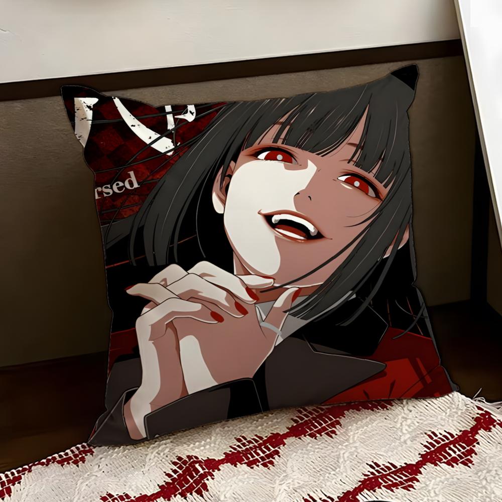 KKakegurui Anime Cushion Cover Reversible Soft Durable Pillow Cover Home Car MultiScene Use for Daily Comfort
