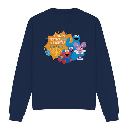 Sesame Street Unisex Adult Furry Festival Of Lights Hanukkah Sweatshirt