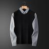 Two-in-One Men's Sweater with Shirt Collar, 2025 Spring/Autumn Casual Knitwear Top