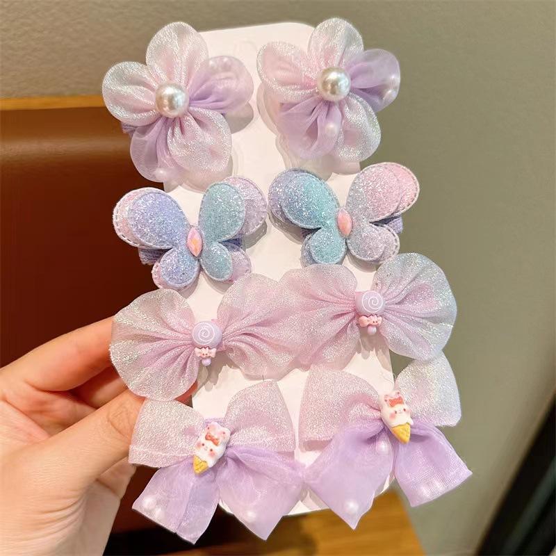 Summer candy - colored flower hair clips for girls, fairy tulle bang clips with bows,cute princess hair accessories,chic&lovely.