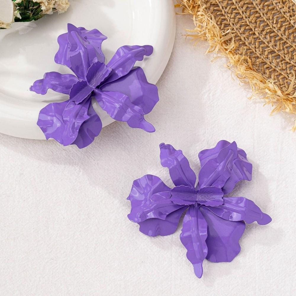 Irregular Large Flower Earrings Pleated Ear Accessories Exaggerated Flower Earrings Jewelry