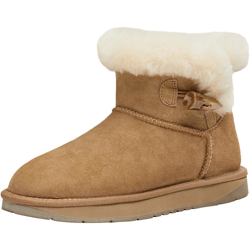 Women s Warm Sheepskin Wool Lined Short Snow Boots 37