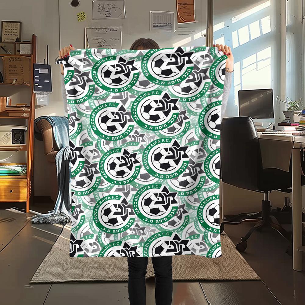 1Pc Maccabi-Haifa Print Flannel Blanket, High quality Comfortable for All Seasons, Home Decor, Warmth and Comfort, Perfect for Gifts