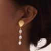 Stainless Steel Shell Earring for Women Scallop Imitation Pearl Earrings Metal Attractive Jewelry