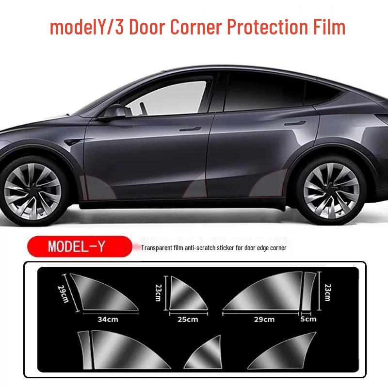 Tesla Model Y/3 Rear Door TPU Protective Film - Triangle Area, Anti-Transparent Glossy Black