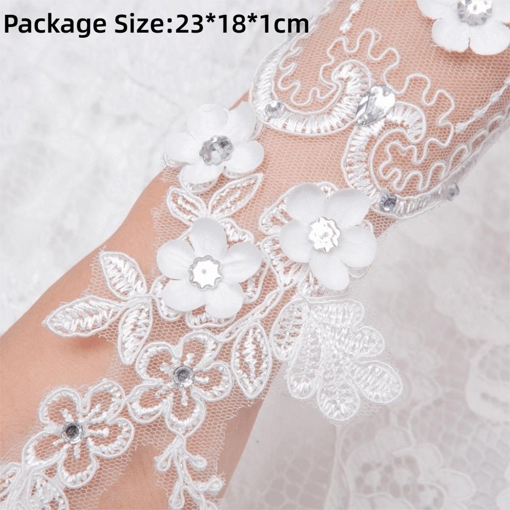 1 Pair Classic Bride Gloves Flower Finger Hook Lace Gloves Wedding Ceremony