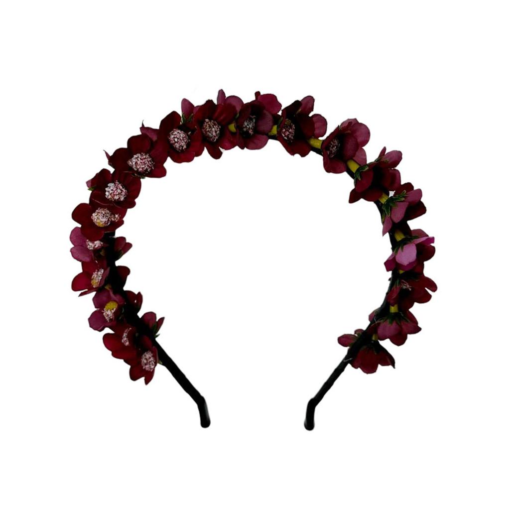 Artificial Flower Headband Halloween Hair Band Rose Flower Crown Headpiece Floral Hair Accessories for Cosplay Party
