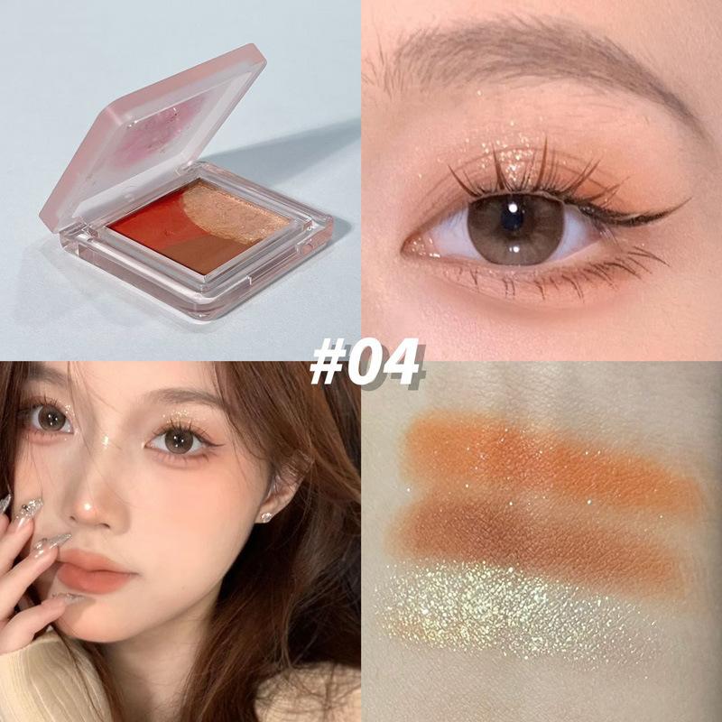 Mini 3- Earth Brown Eyeshadow Palette Pearly Matte Grey Glitter Eye Shadow Shiny Shimmer Eye Pigment High Gloss Makeup