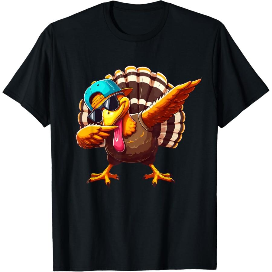

Dabbing Turkey Thanksgiving Day Pilgrim Boys Kids Funny Dab T-Shirt XXXXXL чёрный