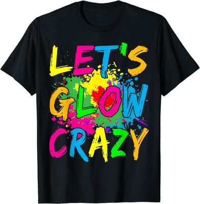 Tenue Let's Glo Crazy, T-shirt Rétro Coloré de Fête Vintage Homme Femme Enfant NOUVEAU